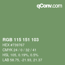 Color code: RGB 115 151 103 | qconv.com