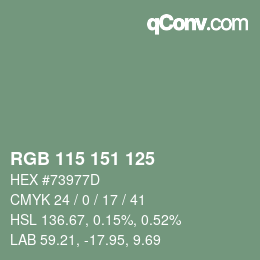 Código de color: RGB 115 151 125 | qconv.com