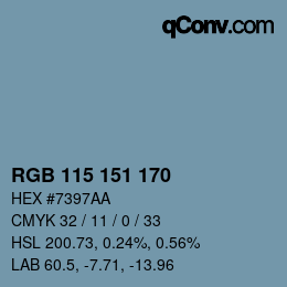 カラーコード: RGB 115 151 170 | qconv.com