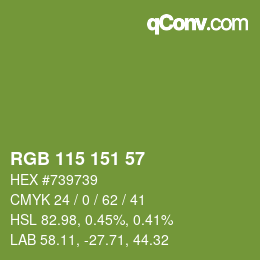 Color code: RGB 115 151 57 | qconv.com