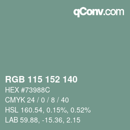 Color code: RGB 115 152 140 | qconv.com