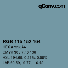 Color code: RGB 115 152 164 | qconv.com