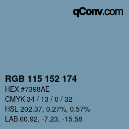 Color code: RGB 115 152 174 | qconv.com