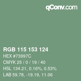 カラーコード: RGB 115 153 124 | qconv.com