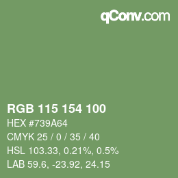 Color code: RGB 115 154 100 | qconv.com