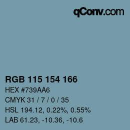 Color code: RGB 115 154 166 | qconv.com