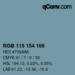 Color code: RGB 115 154 166 | qconv.com