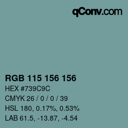 Color code: RGB 115 156 156 | qconv.com