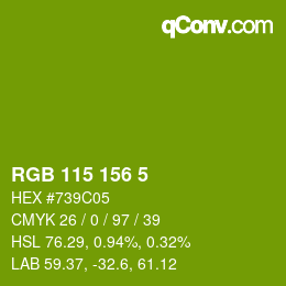 カラーコード: RGB 115 156 5 | qconv.com