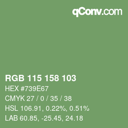 颜色代码: RGB 115 158 103 | qconv.com