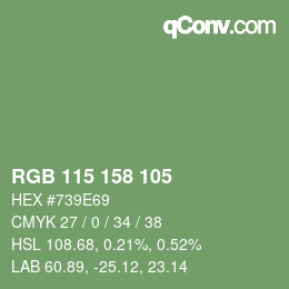 カラーコード: RGB 115 158 105 | qconv.com
