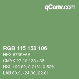 カラーコード: RGB 115 158 106 | qconv.com