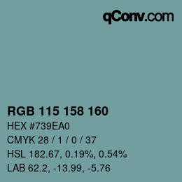 カラーコード: RGB 115 158 160 | qconv.com