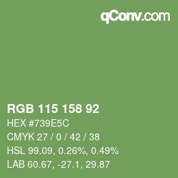 颜色代码: RGB 115 158 92 | qconv.com