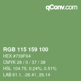 カラーコード: RGB 115 159 100 | qconv.com