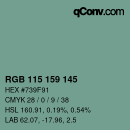 Color code: RGB 115 159 145 | qconv.com