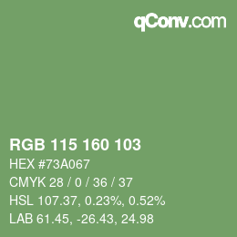 Color code: RGB 115 160 103 | qconv.com