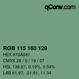 Color code: RGB 115 160 129 | qconv.com