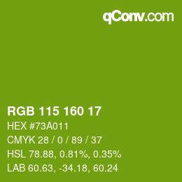 Color code: RGB 115 160 17 | qconv.com