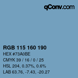 Color code: RGB 115 160 190 | qconv.com