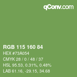 颜色代码: RGB 115 160 84 | qconv.com