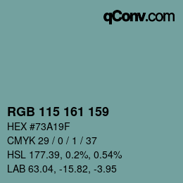 カラーコード: RGB 115 161 159 | qconv.com
