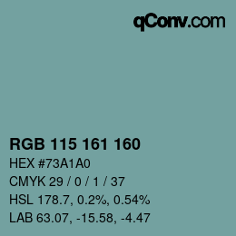 Color code: RGB 115 161 160 | qconv.com