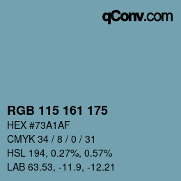 颜色代码: RGB 115 161 175 | qconv.com