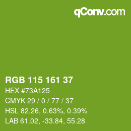 カラーコード: RGB 115 161 37 | qconv.com