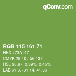 Color code: RGB 115 161 71 | qconv.com