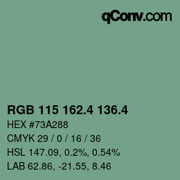 カラーコード: RGB 115 162.4 136.4 | qconv.com