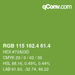 カラーコード: RGB 115 162.4 61.4 | qconv.com