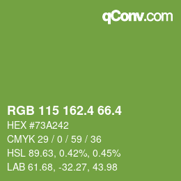 カラーコード: RGB 115 162.4 66.4 | qconv.com