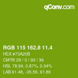 カラーコード: RGB 115 162.8 11.4 | qconv.com