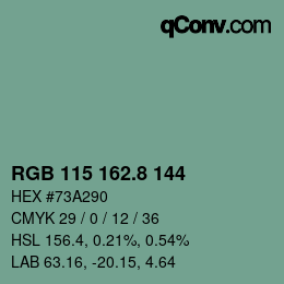 カラーコード: RGB 115 162.8 144 | qconv.com