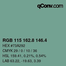 カラーコード: RGB 115 162.8 146.4 | qconv.com