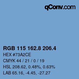 カラーコード: RGB 115 162.8 206.4 | qconv.com