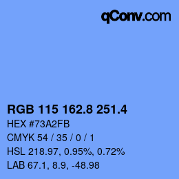 カラーコード: RGB 115 162.8 251.4 | qconv.com
