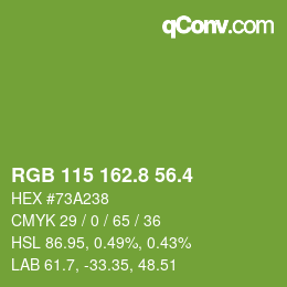 カラーコード: RGB 115 162.8 56.4 | qconv.com