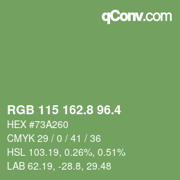 カラーコード: RGB 115 162.8 96.4 | qconv.com