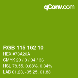 Color code: RGB 115 162 10 | qconv.com