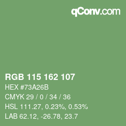 カラーコード: RGB 115 162 107 | qconv.com