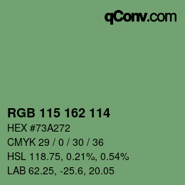 Color code: RGB 115 162 114 | qconv.com
