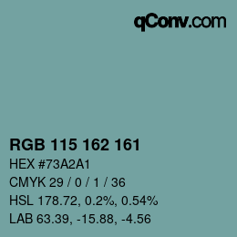 カラーコード: RGB 115 162 161 | qconv.com