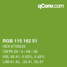 カラーコード: RGB 115 162 51 | qconv.com