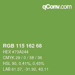 Color code: RGB 115 162 68 | qconv.com