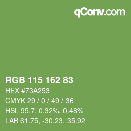 Código de color: RGB 115 162 83 | qconv.com