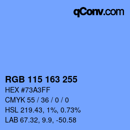 Color code: RGB 115 163 255 | qconv.com