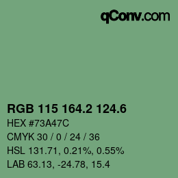 カラーコード: RGB 115 164.2 124.6 | qconv.com