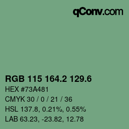 カラーコード: RGB 115 164.2 129.6 | qconv.com
